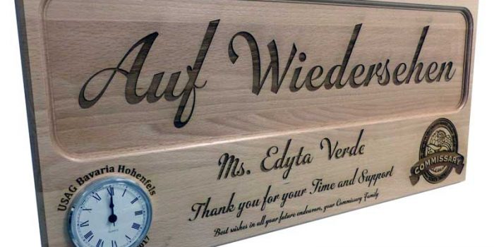 License Plate Plaque with Clock Engraving