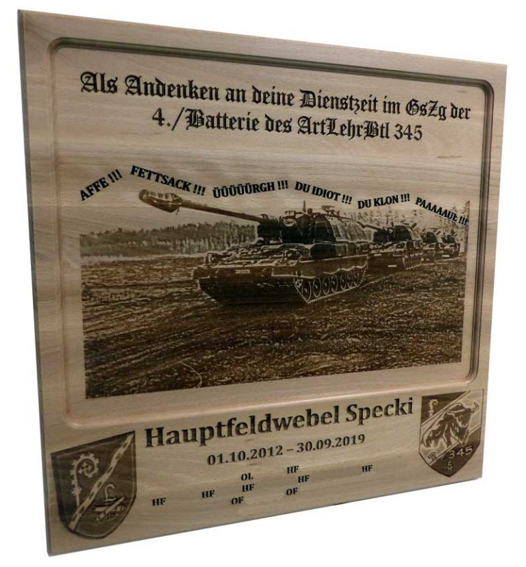 Fotogravur Andenken 4 Batterie ArtLehrBtl 345 Bundeswehr Trophy
