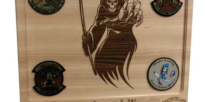 Townboard Full Engraved Reaper USAFE Armament | Trophy Center | Sandra & J.R. Kulbick | Only in Kaiserslautern | Est. 1952 | Trophy Shop | 2 MILES FROM RAMSTEIN AIR BASE | GO OFF BASE TO THE AWESOME TROPHY CENTER | Engraving Frame Shop Coins Stamps Embroidery Guidons Awards Plaques Engraved Signs Graveur Gravur Graviert | Kaiserslautern-Einsiedlerhof underneath Hacienda Mexican Restaurant | Stempel Gravuren Pokale Schilder | US Army | US Air Force | KMCC | Nato | Bundeswehr | Support Local | E-Mail: info@trophy-center.de