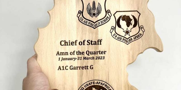 Germany Shape Plaque HQ Usafe AFAfrica COS Team Chief of Staff by Trophy Center Kulbick | Trophy Shop | ONLY in Kaiserslautern-Einsiedlerhof underneath Hacienda Mexican Restaurant | 2 MILES FROM RAMSTEIN AIR BASE | Engraving Custom Made Coin Challenge Coins Stamps Embroidery Guidons Awards Plaques Trophies Engraving Engraver Engraved Etched Signs Graveur Gravur | Stempel Gravuren Pokale Schilder | USAREUR-AF | USAFE  AFAFRICA | Nato | Bundeswehr | Sandra Kulbick & J.R. Kulbick | WE ARE NOT AFFILIATED WITH ANY STORES ON BASE | ONLY in K-TOWN | We Are Awesome | E-Mail: info@trophy-center.de