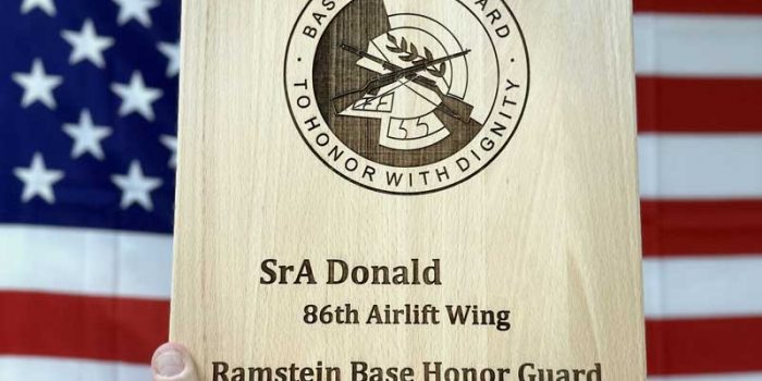 Ramstein Air Base Honor Guard Quarterly Award by Trophy Center Kulbick | Trophy Shop | ONLY in Kaiserslautern-Einsiedlerhof underneath Hacienda Mexican Restaurant | 2 MILES FROM RAMSTEIN AIR BASE | Engraving Custom Made Coin Challenge Coins Stamps Embroidery Guidons Awards Plaques Trophies Engraving Plaque Shop Graveur Gravur  | Stempel Gravuren Pokale Schilder | USAREUR-AF | USAFE  AFAFRICA | Nato | Bundeswehr Abschiedsgeschenk |  Sandra Kulbick & J.R. Kulbick  |  WE ARE NOT AFFILIATED WITH ANY STORES ON BASE  |  ONLY in K-TOWN  | We Are Awesome | E-Mail: info@trophy-center.de