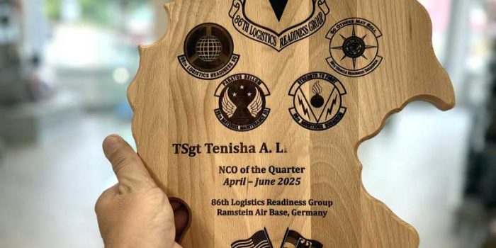 Germany Shape Quarterly Award 86th LRG by Trophy Center KL  Mr. & Mrs. Kulbick  | Trophy Shop | Engraving Shop | ONLY in Kaiserslautern-Einsiedlerhof underneath Hacienda Mexican Restaurant | 2 MILES FROM RAMSTEIN AIR BASE | Going Away Gifts | PCS Awards | Engraved Etched Custom Made Coin Challenge Coins Stamps Guidons Awards Plaques USAREUR-AF | USAFE  AFAFRICA | EUCOM | AFRICOM | MARFOREUR | GPC Card Accepted | 889 Document available | WE ARE NOT AFFILIATED WITH ANY STORES ON BASE OR SOMEWHERE ELSE |  ONLY in K-TOWN  | We Are Awesome | E-Mail: info@trophy-center.de