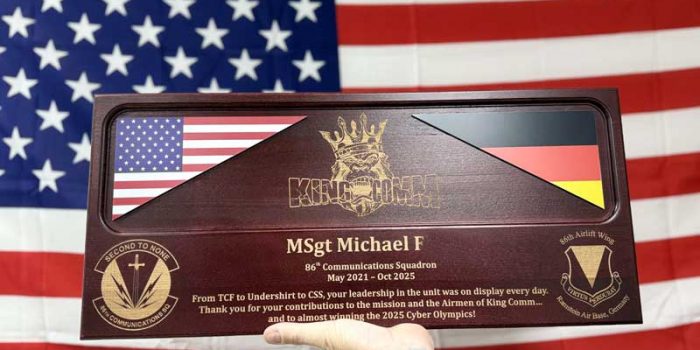 86 CS King Comm USAFE AWard Going Away Gift by Trophy Center KL  Mr. & Mrs. Kulbick  | Trophy Shop | Engraving Shop | ONLY in Kaiserslautern-Einsiedlerhof underneath Hacienda Mexican Restaurant | 2 MILES FROM RAMSTEIN AIR BASE | Going Away Gifts | PCS Awards | Engraved Etched Custom Made Coin Challenge Coins Stamps Guidons Awards Plaques USAREUR-AF | USAFE  AFAFRICA | EUCOM | AFRICOM | MARFOREUR | GPC Card Accepted | 889 Document available | WE ARE NOT AFFILIATED WITH ANY STORES ON BASE OR SOMEWHERE ELSE |  ONLY in K-TOWN  | We Are Awesome | E-Mail: info@trophy-center.de