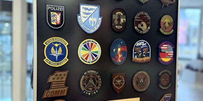 Frame with 30 Customer Own Patches by Trophy Center KL  Mr. & Mrs. Kulbick  | Trophy Shop | Engraving Shop | ONLY in Kaiserslautern-Einsiedlerhof underneath Hacienda Mexican Restaurant | 2 MILES FROM RAMSTEIN AIR BASE | Going Away Gifts | PCS Awards | Engraved Etched Custom Made Coin Challenge Coins Patches Stamps Guidons Awards Plaques USAREUR-AF | USAFE  AFAFRICA | EUCOM | AFRICOM | USMC | Special Forces | Seal Team Friendly | GPC Card Accepted | 889 Document available | WE ARE NOT AFFILIATED WITH ANY STORES ON BASE OR SOMEWHERE ELSE |  ONLY in K-TOWN  | We Are Awesome | E-Mail: info@trophy-center.de